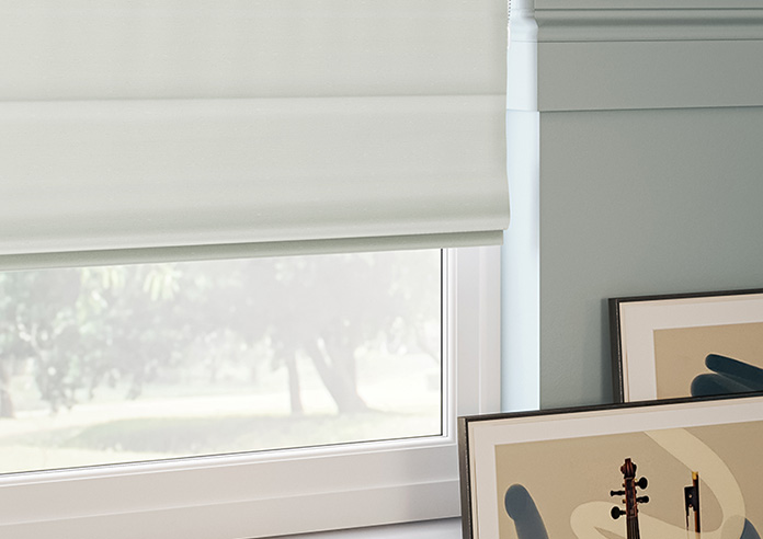 Akoya Faux Silk, Lustre Pure Silver - Motorised Roman Blind - Image 5
